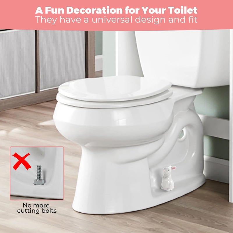 PrtMron Toilet Bolt Caps, Ceramic Toilet Bolt Covers, Toilet Screw Covers Decorative to Prevent Rusting, Hide Unsightly Screws & Enhance Bathroom Aesthetics (Universal Fit, 2 Pack). (White Bunny) - Image 5